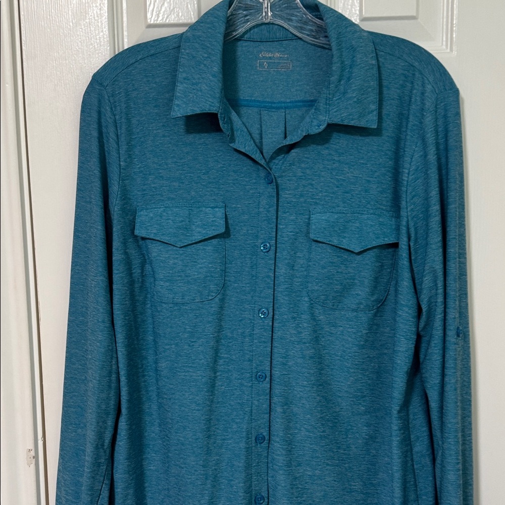 Eddie Bauer Teal Button-Up Long Sleeve Shirt